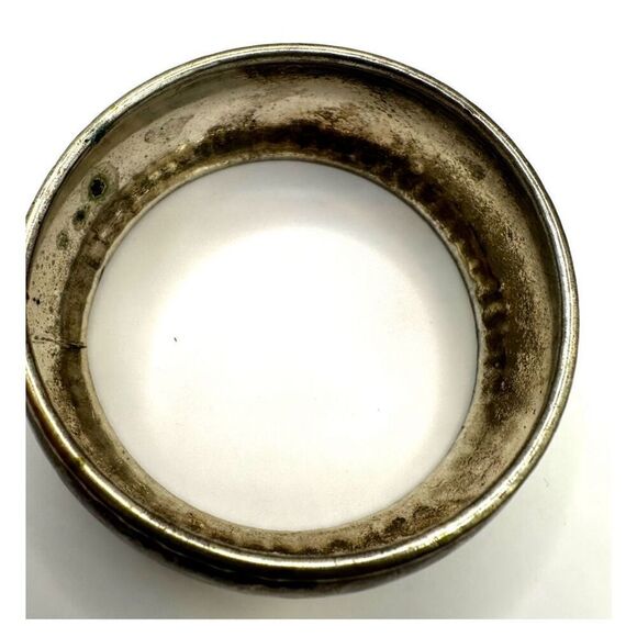 Silver tone hammered wide bangle bracelet - Picture 4 of 9